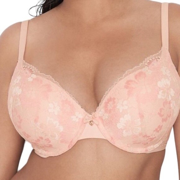 32DDD VICTORIA'S SECRET Womens Pink Lace Lined Underwire Back Closure Demi Bra - Picture 1 of 14
